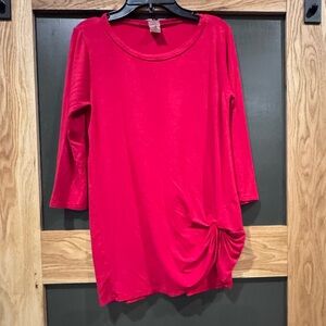 Vibrant Red Women's Tunic with Knot Detail